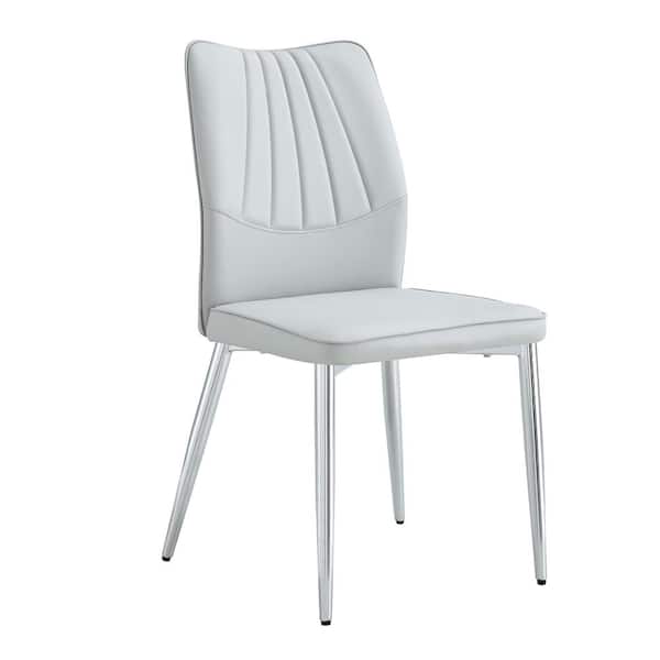 Polibi Modern Light Gray PU Leather Seat Dining Chairs for Kitchen, Living, Dining Room(Set of 6)