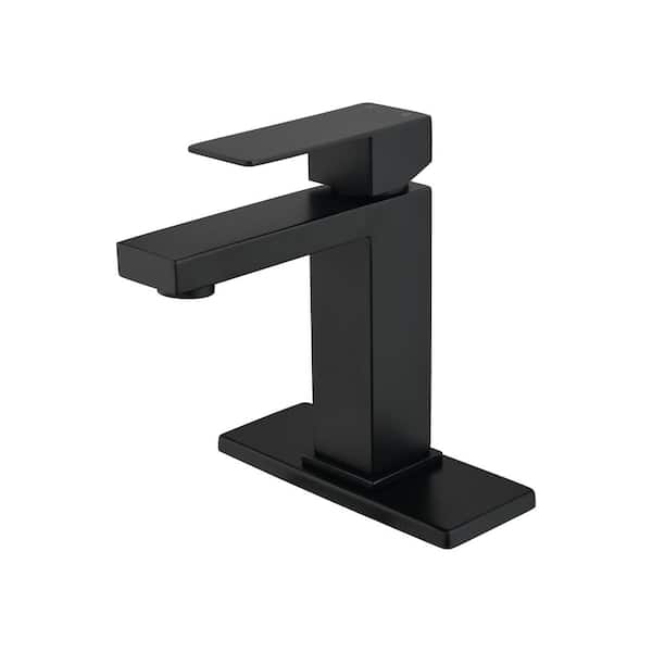 Tahanbath Waterfall Spout Bathroom Faucet, Single Hole Single Handle Bathroom Vanity Sink Faucet in Matt Black