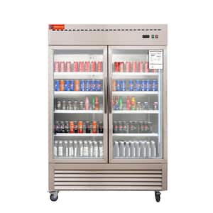 54 in W, 49 cu.ft. Commercial Refrigerator with Glass Door, 33-40°F.