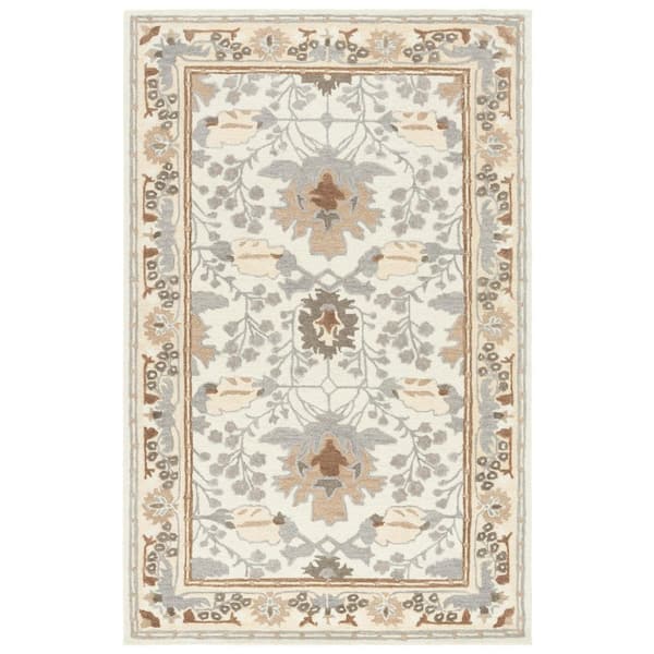 Earthly Treasures 6 ft. x 9 ft. Ivory/Gray Persian Area Rug