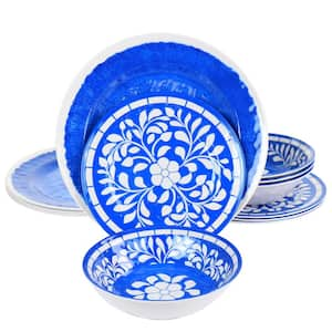 Nelly 12-Piece Melamine Dinnerware Set in Blue (Service for 4)