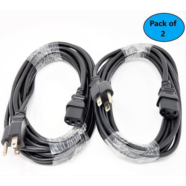 Micro Connectors, Inc Feet Universal AC Power Cord UL Approved NEMA 5-15P to C13 Black/ 2-Pack M05-113UL15-2P - The Home