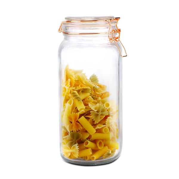 Home Basics Large Glass Pickling Jar with Rose Gold Clamp