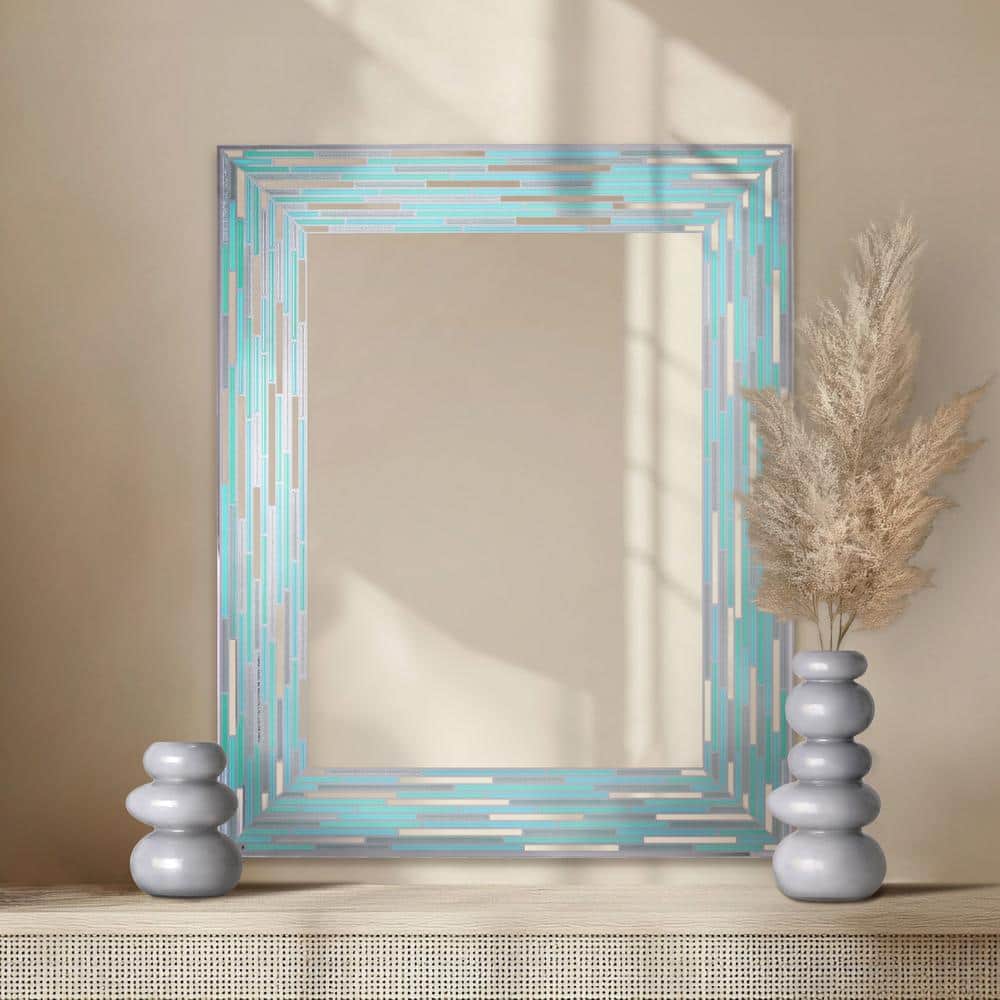 Rectangular Frameless Sea Glass Wall Mirror 24" x 30"