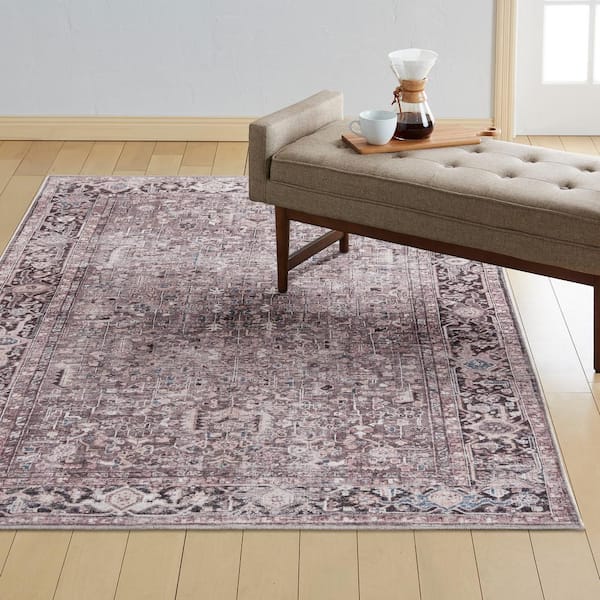 Callaghan Edith Lavender Grey 4 ft. x 6 ft. Geometric Machine Washable Area Rug