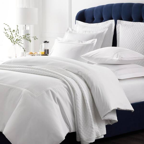 The Company Legends Hewett White, 500 Thread Count Egyptian Cotton Sateen Oxford Duvet Cover Set