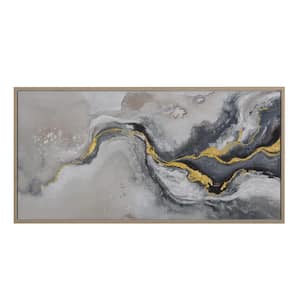 'Fluid Motion II' - 55"Wx27"H, Wall Art Hand Painted on Canvas, Framed