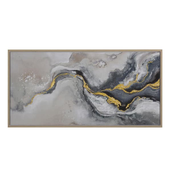 Yosemite Home Decor 'Fluid Motion II' - 55"Wx27"H, Wall Art Hand Painted on Canvas, Framed
