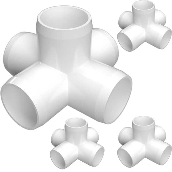 White for Building Furniture and PVC Structures QWORK 4 Way 1 Tee PVC Fitting Elbow,8 Pack PVC Fitting Connector,Furniture Grade 