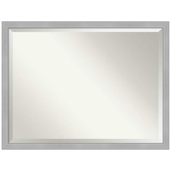 Amanti Art Vista Brushed Nickel Narrow 42.5 in. H x 32.5 in. W Framed Wall Mirror