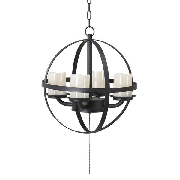 Sunjoy Barneys Sphere Outdoor Battery Powered 4 Light Led Chandelier D203015600 The Home Depot Sunjoy Barneys Sphere Outdoor Battery, Battery Operated Outdoor Chandelier Home Depot
