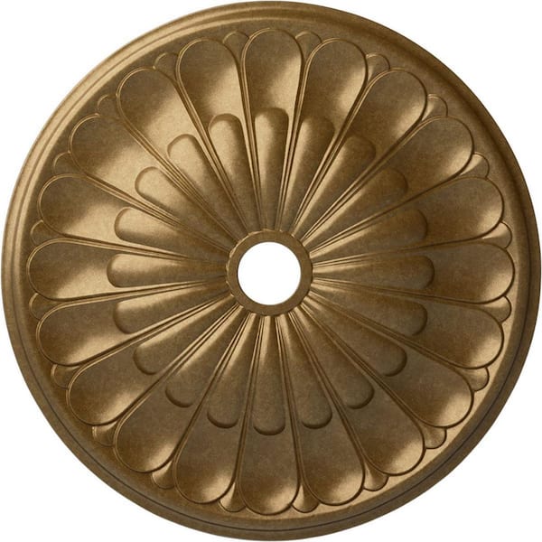Ekena Millwork 1-7/8 in. x 31-5/8 in. x 31-5/8 in. Polyurethane Gorleen Ceiling Medallion, Pale Gold