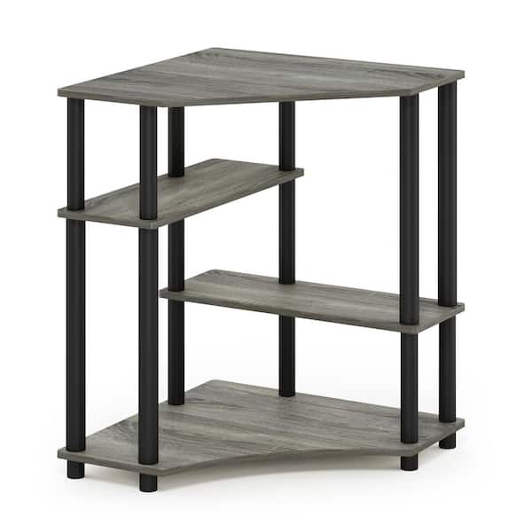 Furinno 31 in. Corner Oak Gary/Black Computer Desk with Open Storage