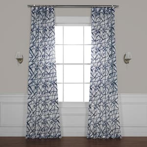 Matrix Blue Printed Sheer Curtain - 50 in. W x 108 in. L