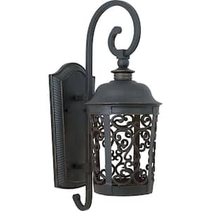 Whisper Dark Sky 1-Light Bronze Integrated LED Outdoor Wall Lantern Sconce