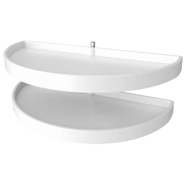 2-Shelf White Polymer 39 in. Half-Moon Lazy Susan for Blind Corner Cabinet