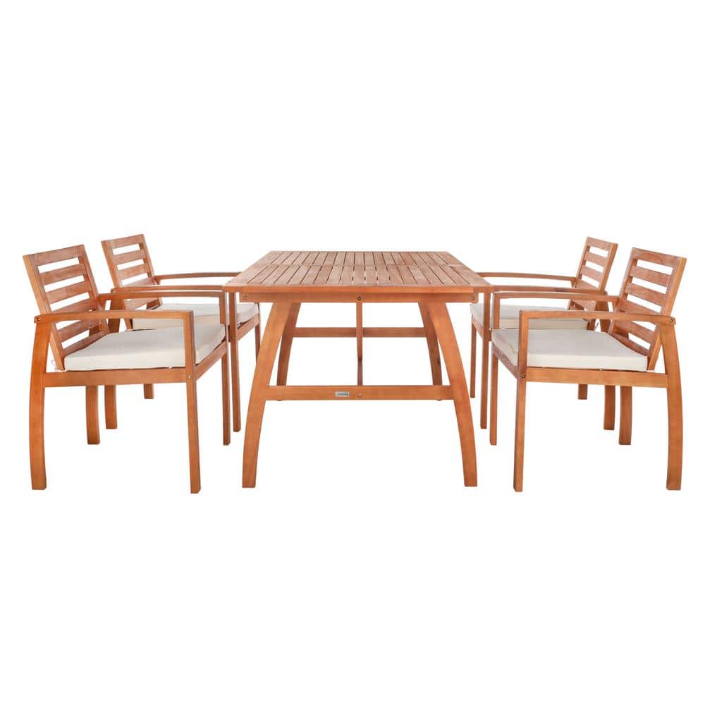 Natural Eucalyptus 4-Person Rectangular Outdoor Dining Set