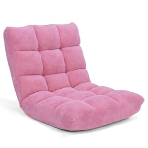 Pink Adjustable Floor Chair Folding Lazy Gaming Sofa Chair