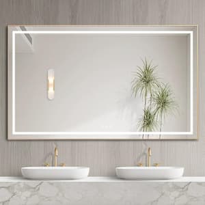 84 in. W x 36 in. H LED Rectangular High Lumen Framed Wall Mount Bathroom Vanity Mirror, Anti-fog Split, Memory Function