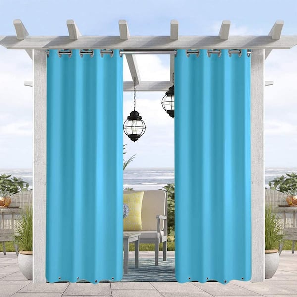 Pro Space Aqua Blue Outdoor Thermal, Outdoor Curtains Home Depot