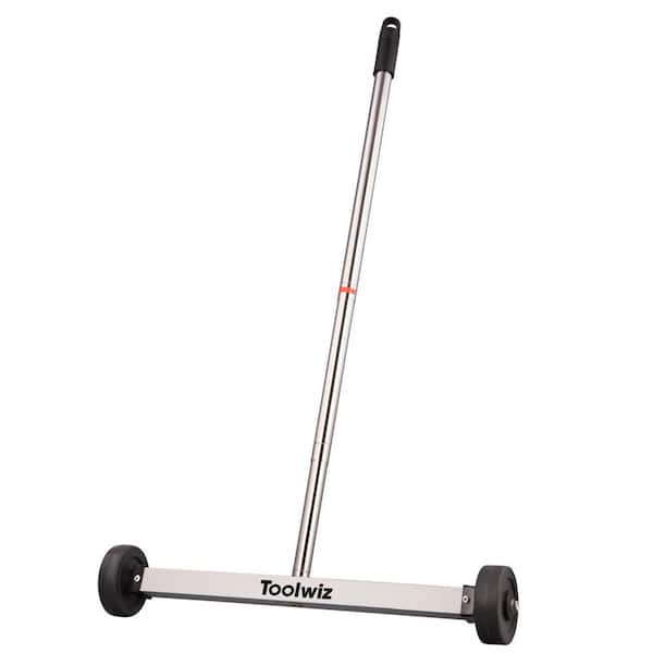 17 in. Heavy Duty Magnet Pickup Lawn Sweeper Roofing Tools with Telescoping Holder and Wheels