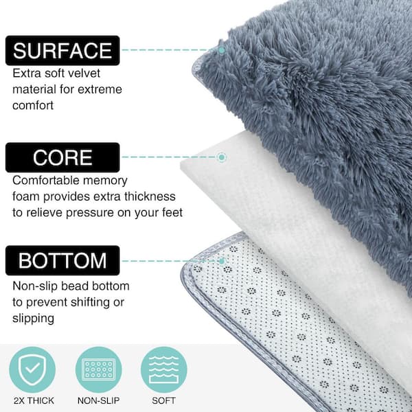 Super Soft Grey 5 ft. x 7 ft. Solid Polyester Modern Abstract Area Rug