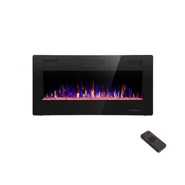 36 in. Wall Mount Metal Electric Fireplace in Black, with Remote, Low Noise, 750w/1500w Heating Mode, ETL Certified