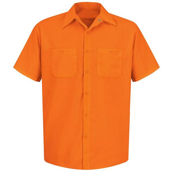 Red Kap Men's Size L (Tall) Fluorescent Orange Enhanced Visibility Work Shirt