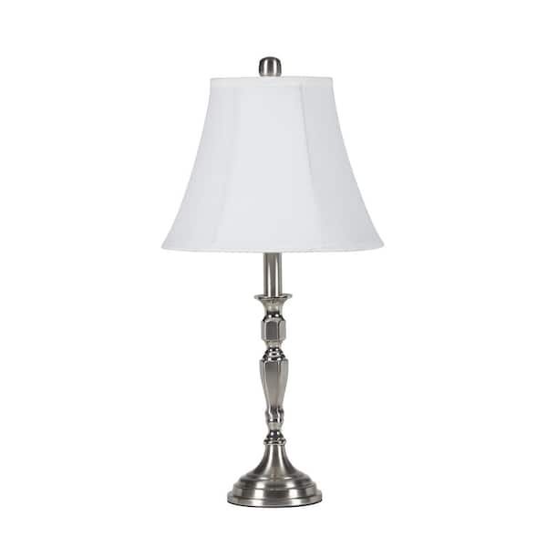 ORE International 24.5 in. Serge Satin Nickel Metal Table Lamp
