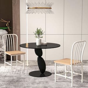 White Wood High Back Dining Chairs Metal Frame Footrests Kitchen Set of 2