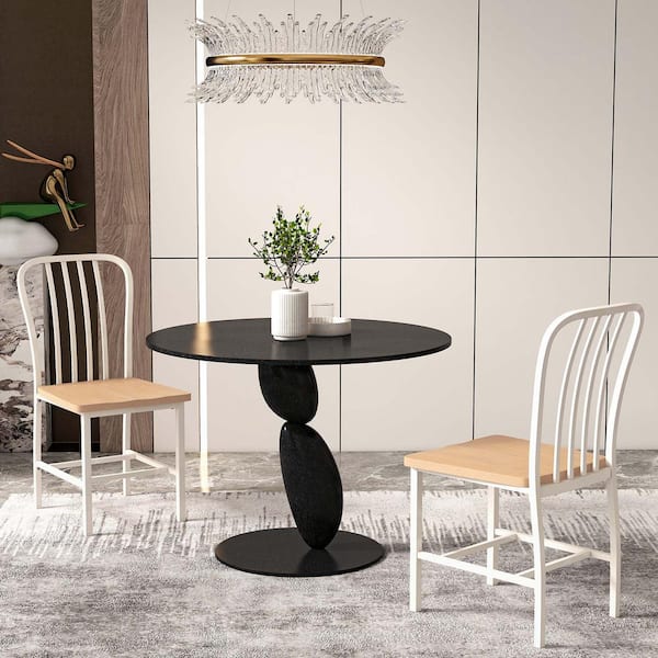 Costway White Wood High Back Dining Chairs Metal Frame Footrests Kitchen Set of 2