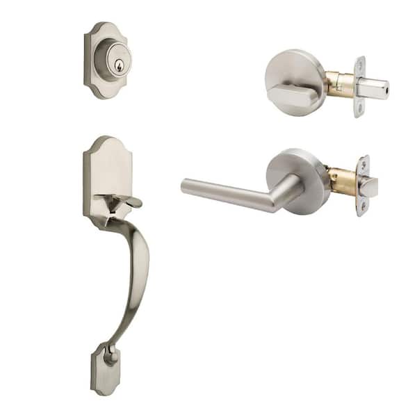 Copper Creek Heritage Satin Stainless Door Handleset and Modern Handle Trim