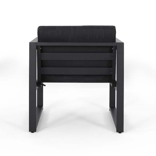 Unbranded Outdoor Black Aluminium Club Chair With Black Cushion