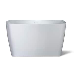 48 in. x 27.5 in. Pre-Molded Seat Air Bathtub with Reversible Drain in White with Chrome
