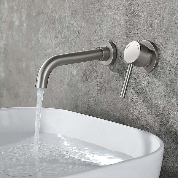 Staykiwi Single Handle Wall Mounted Bathroom Faucet In Brushed Nickel Skdrbf2 Bn The Home Depot 4572