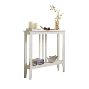 SignatureHome Balfour 36" in. L White Finish Rectangle Shape Top Wood Console Table Shelve Included