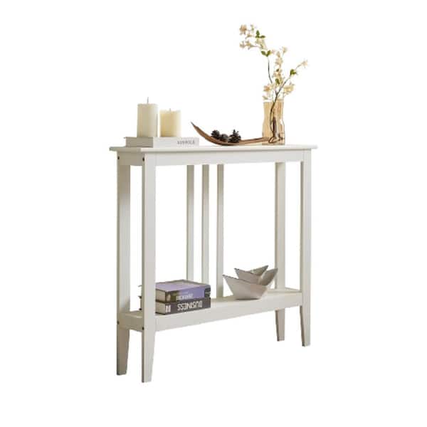 Signature Home SignatureHome Balfour 36" in. L White Finish Rectangle Shape Top Wood Console Table Shelve Included
