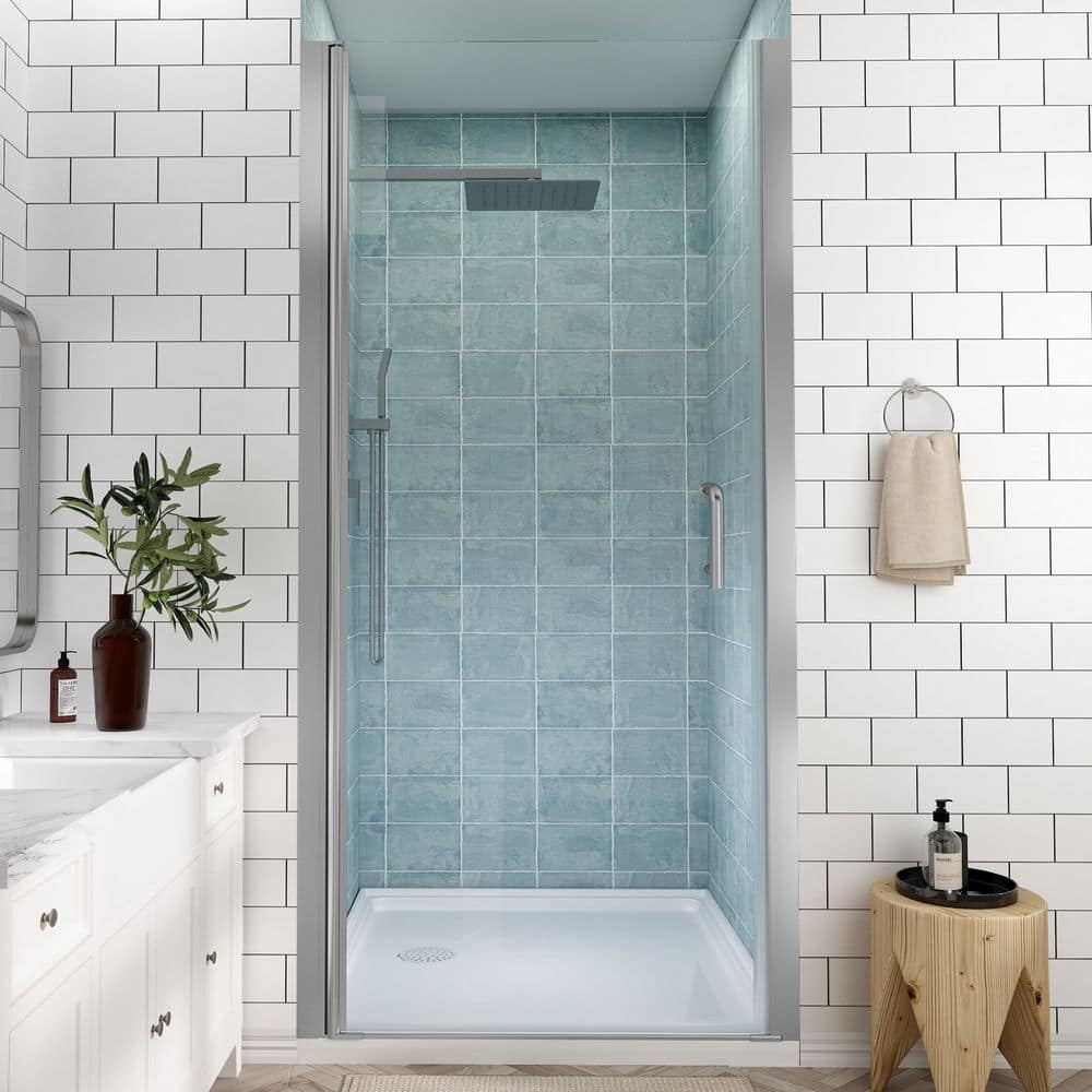 ORGANNICE 34 to 35-1/2 in. H Pivot Swing Frameless Shower Door in