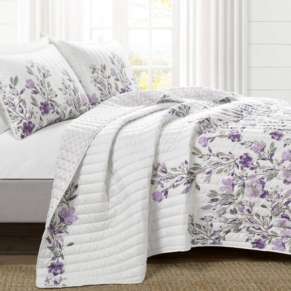 Lush Decor Tanisha Reversible Quilt Gray Purple King Set 3 Piece 16t004670 Lush Decor Tanisha Reversible Quilt, Lavender King Size Bedspread