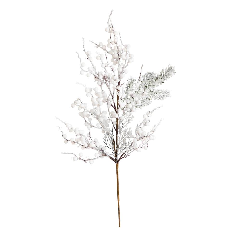 30 in. Artificial Flocked Berry Stems, (Set of 3)
