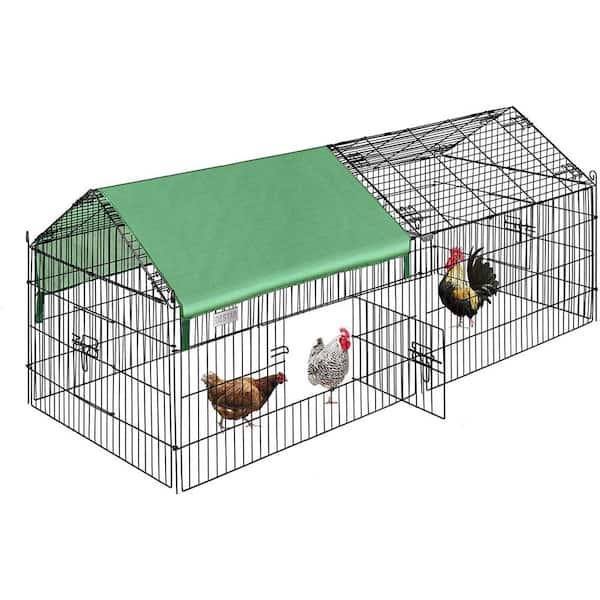 VIVOHOME 71 in. x 30 in. Foldable Outdoor Metal Chicken Coop with Weather Proof Cover