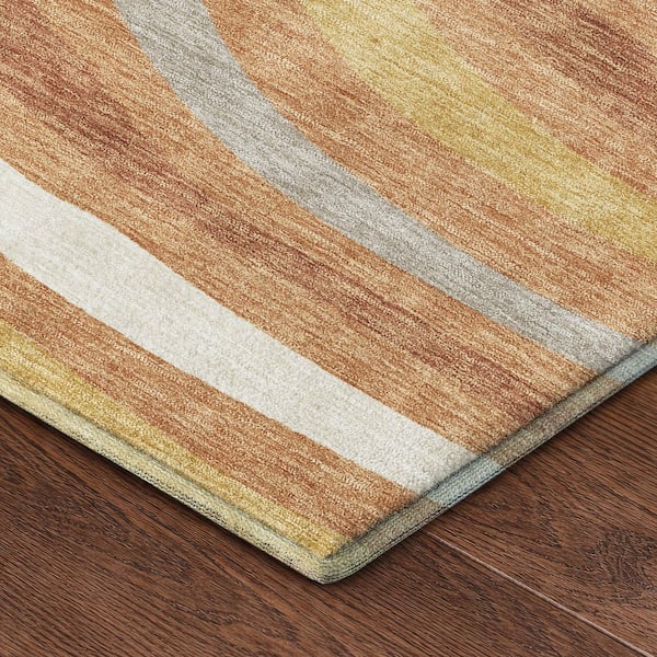 Mayfield Premium Machine Washable Abstract AMF2490 Copper 2 ft. x 3 ft. Accent Rug