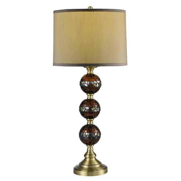 Have A Question About Springdale Lighting 32 In Dunford Antique Brass Mosaic Table Lamp With Fabric Shade Pg 1 The Home Depot Dunford Antique Brass Mosaic Table Lamp, Torchiere Table Lamp Home Depot