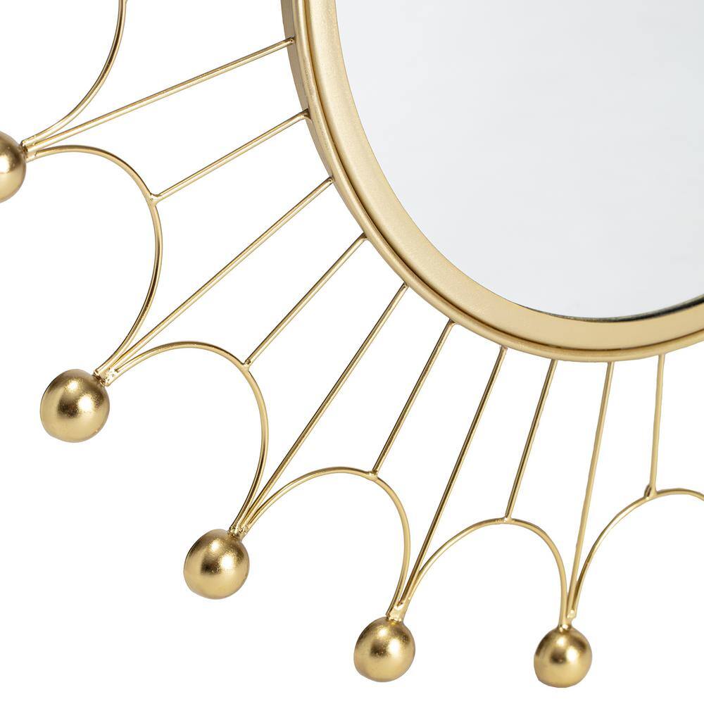25" Round Frameless Gold Bulb Accent Wall Mirror