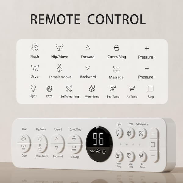 Tankless Smart Toilet Elongated 1.28 GPF Bidet Toilet with Auto Flush Warm Water Foot Sensor Operation in White