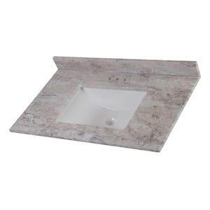 Stone Effects 37 in. W x 22 in. D Ceramic Vanity Top in Winter Mist with White Rectangular Single Sink