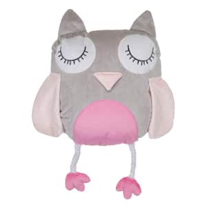 Daniella Grey and Pink Owl Shaped 12 in. x 11 in. Throw Pillow