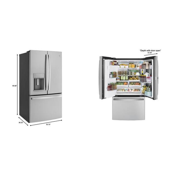 Ge Profile 27 7 Cu Ft French Door Refrigerator With Hands Free Autofill In Fingerprint Resistant Stainless Steel Pfd28kynfs The Home Depot