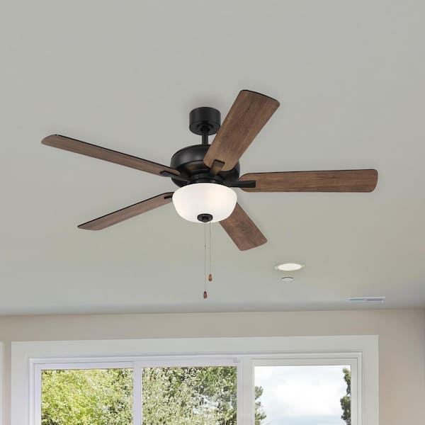 Gallant 52 in. Indoor/Covered Outdoor Matte Black Standard Mount Ceiling Fan with Light Kit and Pull Chain Control