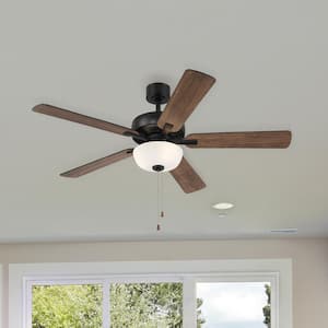 Gallant 52 in. Indoor/Covered Outdoor Matte Black Standard Mount Ceiling Fan with Light Kit and Pull Chain Control